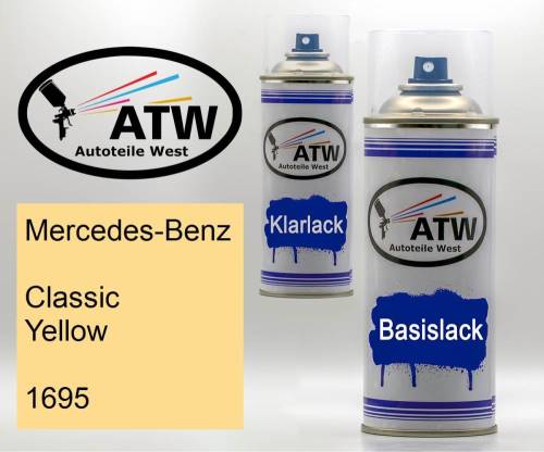 Mercedes-Benz, Classic Yellow, 1695: 400ml Sprühdose + 400ml Klarlack - Set, von ATW Autoteile West.